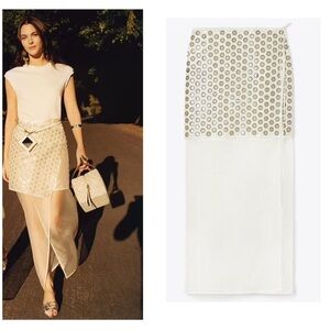 New TORY BURCH  Mirror Embellished Double Layer Wrap Skirt